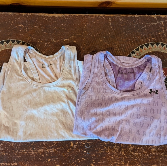 Set of 2! Under Armour Velocity Jacquard Tank Tops - Purple/Pink Small - Picture 1 of 7